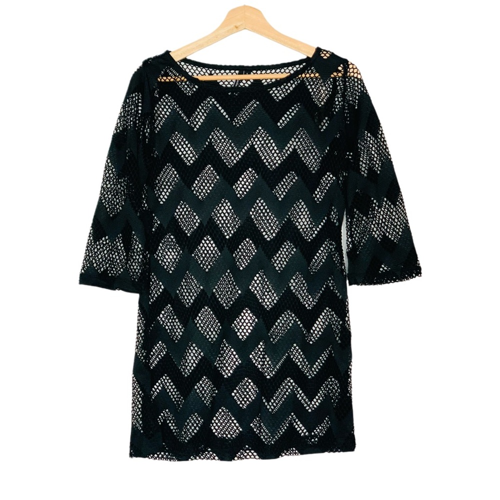 Swim Cover-Up Tunic by Portocruz Crochet in Black Size Small Beachy Vacation